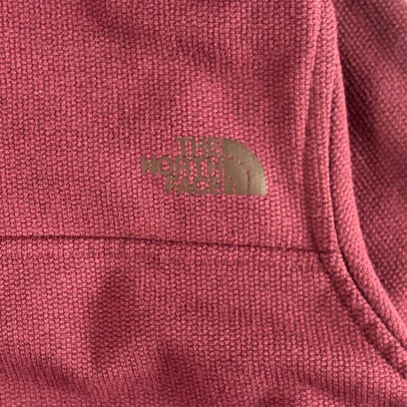 The North Face Fleece Hoodie Pull Over 1/4 Snap Buttons Dark Red Hiking Womens S - Picture 5 of 8
